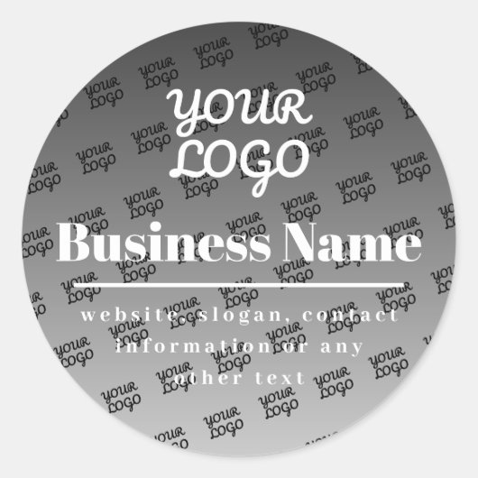 ロゴはこちらタイル模様ブラック&ホワイト ラウンドシール (正面)