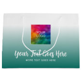 ロゴはこちらティール（緑がかった色）カスタムテンプレートタイポグラフィスクリプト ラージペーパーバッグ (正面)