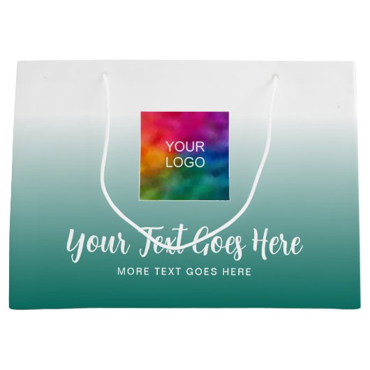 ロゴはこちらティール（緑がかった色）カスタムテンプレートタイポグラフィスクリプト ラージペーパーバッグ (正面)