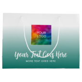 ロゴはこちらティール（緑がかった色）カスタムテンプレートタイポグラフィスクリプト ラージペーパーバッグ (裏面)