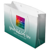 ロゴはこちらティール（緑がかった色）カスタムテンプレートタイポグラフィスクリプト ラージペーパーバッグ (裏面アングル)