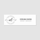 ロゴはこちらモノグラムミニマルイニシャルホワイト 名札 (正面)