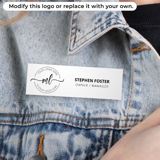 ロゴはこちらモノグラムミニマルイニシャルホワイト 名札