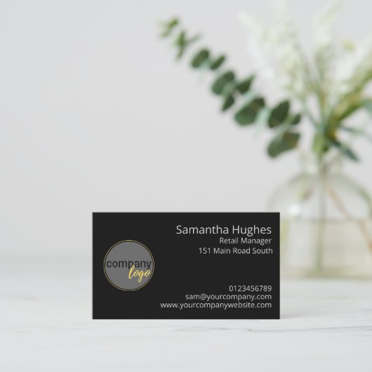 ロゴはこちら会社ブランドのビジネスカスタム 名刺 (スタンド正面)