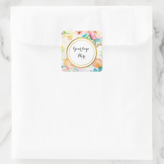 ロゴはこちら水彩フローラ スクエアシール (バッグ)