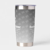 ロゴはこちら灰色と白のパターン 保温保冷タンブラー (左面)