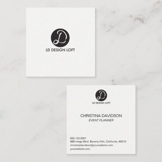 ロゴはこちら、シンプルカスタマイズ可能な名刺 スクエア名刺 (正面/裏面)