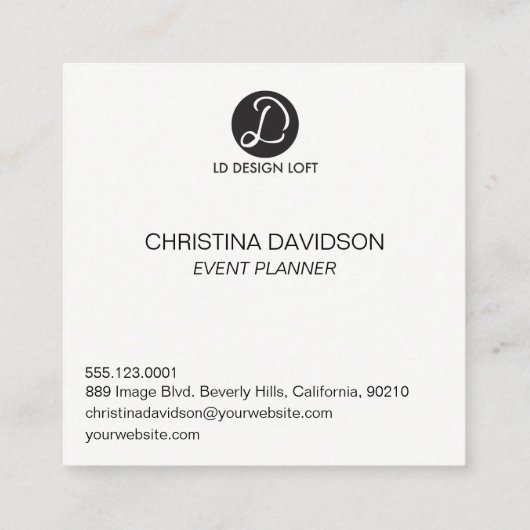 ロゴはこちら、シンプルカスタマイズ可能な名刺 スクエア名刺 (裏面)