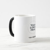 ロゴはこちら – 標準ホワイトセラミックコーヒー モーフィングマグカップ (正面左)