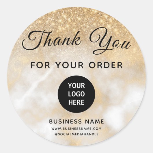 ロゴはこちらThank You Businessロゴ金ゴールド ラウンドシール (正面)