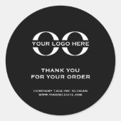 ロゴはこちらThank You Business Logo Black ラウンドシール (正面)