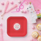 ロゴまたはその他の画像 | クリスマスレッド&ホワイト ペーパープレート (パーティー)