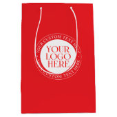 ロゴまたはその他の画像 | クリスマスレッド&ホワイト ミディアムペーパーバッグ (正面)