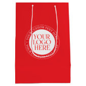 ロゴまたはその他の画像 | クリスマスレッド&ホワイト ミディアムペーパーバッグ (裏面)