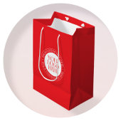 ロゴまたはその他の画像 | クリスマスレッド&ホワイト ミディアムペーパーバッグ