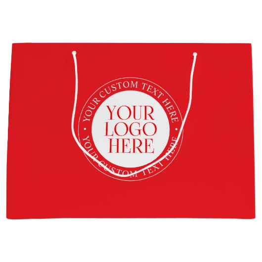 ロゴまたはその他の画像 | クリスマスレッド&ホワイト ラージペーパーバッグ (正面)