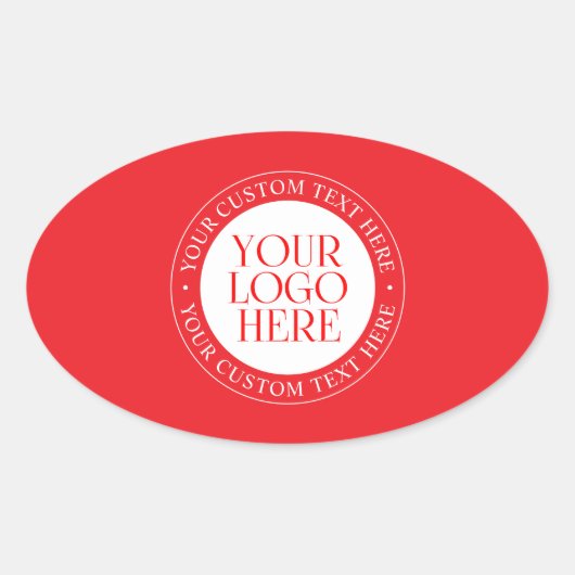 ロゴまたはその他の画像 | クリスマスレッド&ホワイト 楕円形シール (正面)