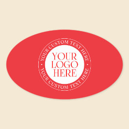 ロゴまたはその他の画像 | クリスマスレッド&ホワイト 楕円形シール