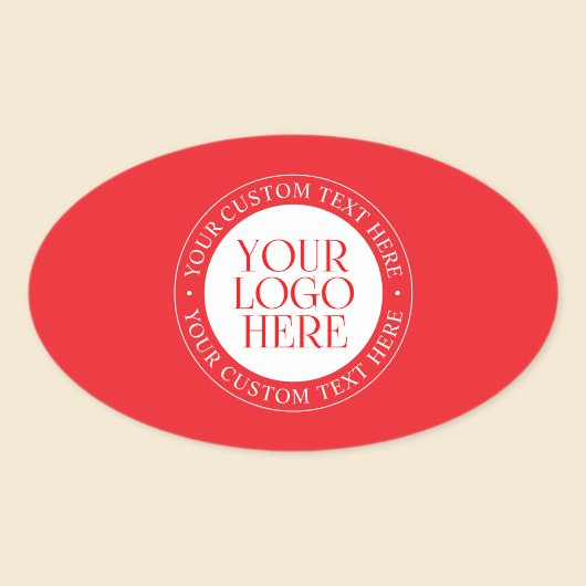 ロゴまたはその他の画像 | クリスマスレッド&ホワイト 楕円形シール