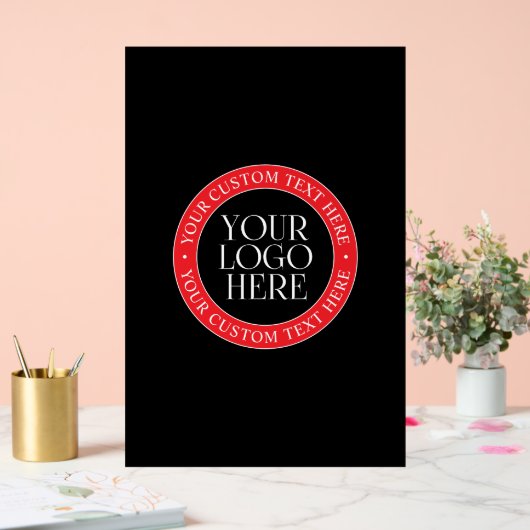 ロゴまたはその他の画像 | 黒赤と白 アクリルサイン (ウェディング)