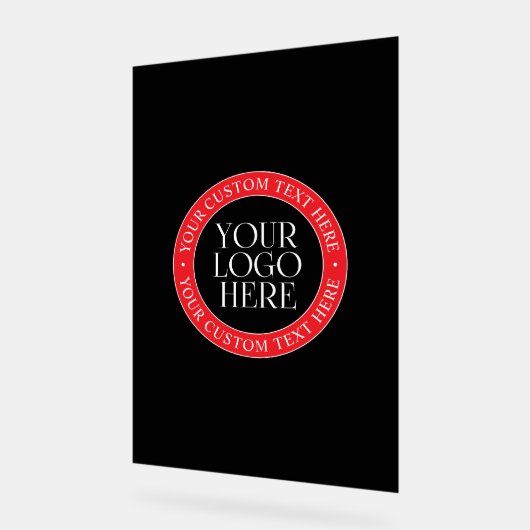 ロゴまたはその他の画像 | 黒赤と白 アクリルサイン (傾斜)