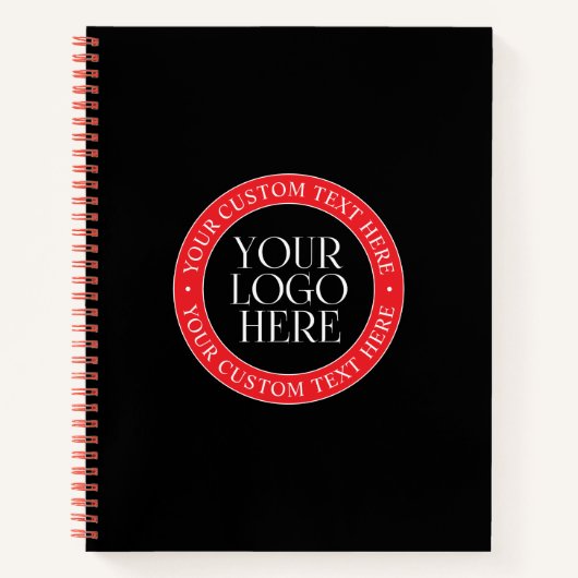 ロゴまたはその他の画像 | 黒赤と白 ノートブック (正面)