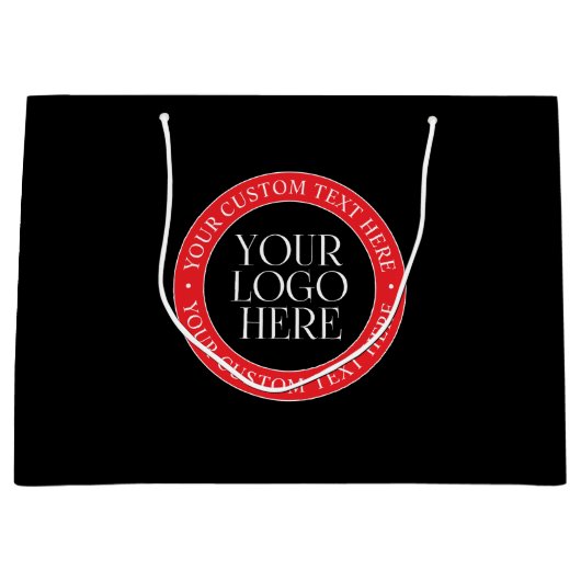 ロゴまたはその他の画像 | 黒赤と白 ラージペーパーバッグ (正面)