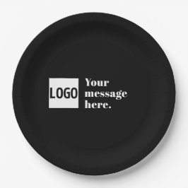 ロゴまたはアップロード画像と編集可能なレトロテキスト ペーパープレート