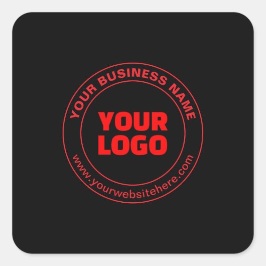 ロゴまたはイメージおよび編集可能文字、赤またはDIY スクエアシール (正面)