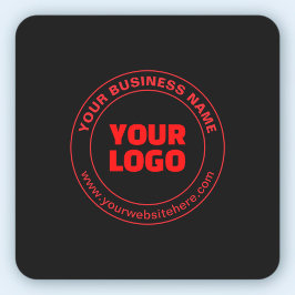 ロゴまたはイメージおよび編集可能文字、赤またはDIY スクエアシール