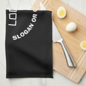 ロゴまたはイメージと編集可能文字 | ブラック&ホワイト キッチンタオル (四つ折り)