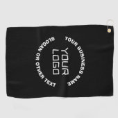 ロゴまたはイメージと編集可能文字 | ブラック&ホワイト ゴルフタオル (横)