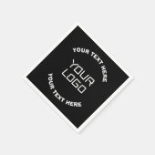 ロゴまたはイメージと編集可能文字 | ブラック&ホワイト スタンダードカクテルナプキン (角)