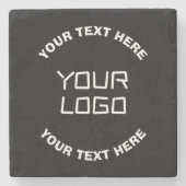 ロゴまたはイメージと編集可能文字 | ブラック&ホワイト ストーンコースター (正面)