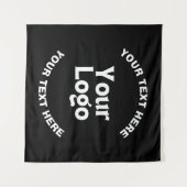 ロゴまたはイメージと編集可能文字 | ブラック&ホワイト タペストリー (正面(横))