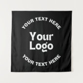 ロゴまたはイメージと編集可能文字 | ブラック&ホワイト タペストリー (正面)