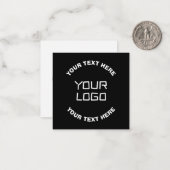 ロゴまたはイメージと編集可能文字 | ブラック&ホワイト ノートカード (正面/裏面インサイチュ)