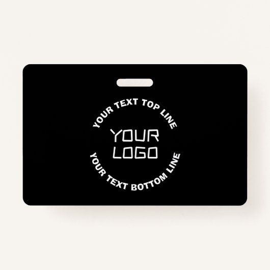 ロゴまたはイメージと編集可能文字 | ブラック&ホワイト バッジ (正面)