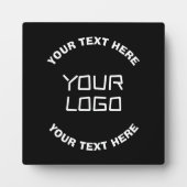 ロゴまたはイメージと編集可能文字 | ブラック&ホワイト フォトプラーク (正面)