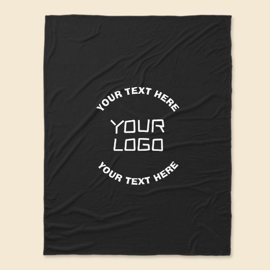 ロゴまたはイメージと編集可能文字 | ブラック&ホワイト フリースブランケット