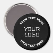 ロゴまたはイメージと編集可能文字 | ブラック&ホワイト マグネット (正面/裏面)