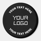 ロゴまたはイメージと編集可能文字 | ブラック&ホワイト マグネット (正面)
