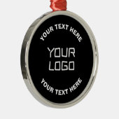 ロゴまたはイメージと編集可能文字 | ブラック&ホワイト メタルオーナメント (右)