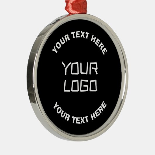 ロゴまたはイメージと編集可能文字 | ブラック&ホワイト メタルオーナメント (右)