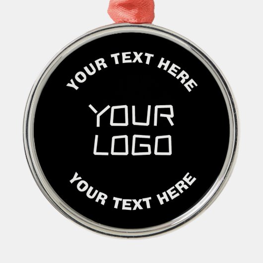 ロゴまたはイメージと編集可能文字 | ブラック&ホワイト メタルオーナメント (正面)
