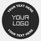 ロゴまたはイメージと編集可能文字 | ブラック&ホワイト ラウンドシール (正面)