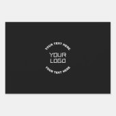 ロゴまたはイメージと編集可能文字 | ブラック&ホワイト ラッピングペーパーシート (正面)