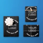 ロゴまたはイメージと編集可能文字 | ブラック&ホワイト ラッピングペーパーシート
