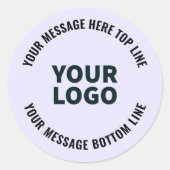 ロゴまたはイメージの編集可能なラベンダーとブラック文字 ラウンドシール (正面)