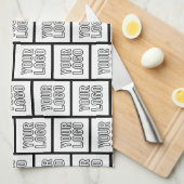 ロゴまたはイメージの繰り返しパターン キッチンタオル (四つ折り)